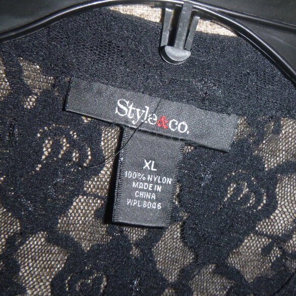 Style & Co Women’s Sheer, Black lace, Blouse - Picture 3 of 5